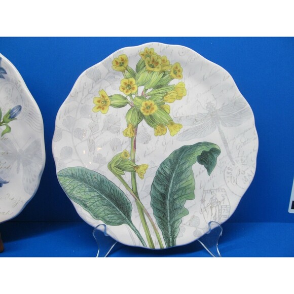 Pier 1 Flower Motifs Botanical Floral Textured Scalloped 9" Salad Plates (2) - Picture 10 of 12
